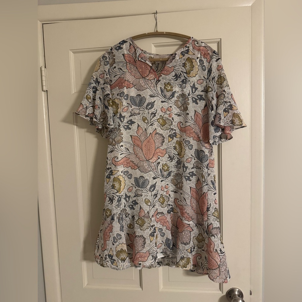 Floral Patterned Dress with Ruffled Sleeves